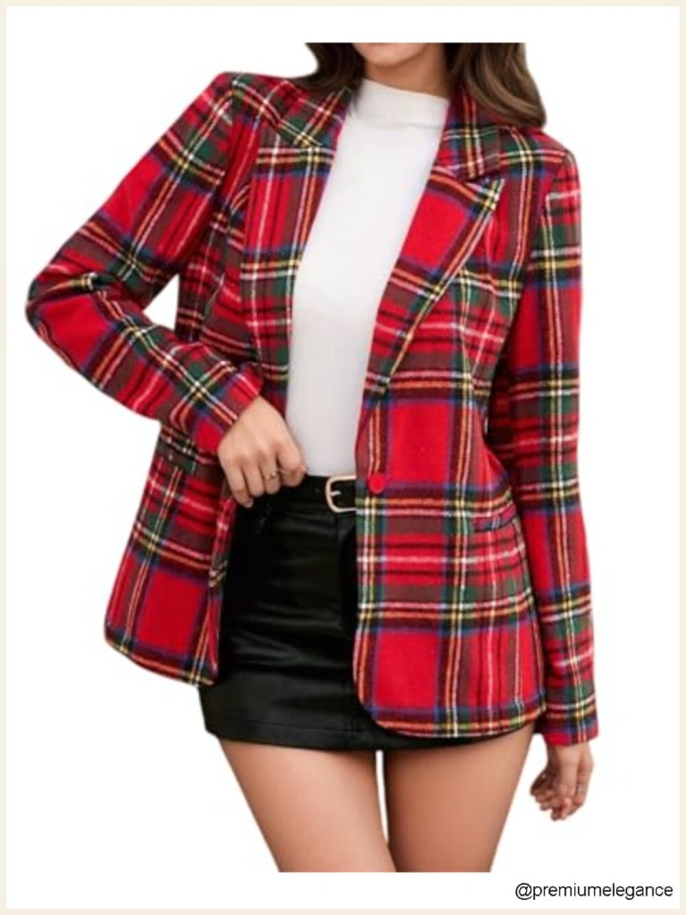 Oversized Plaid Blazer for Women Long Sleeve Notched Lapel Business Casual